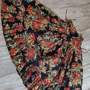Norma Kamali vintage black floral dress skirt